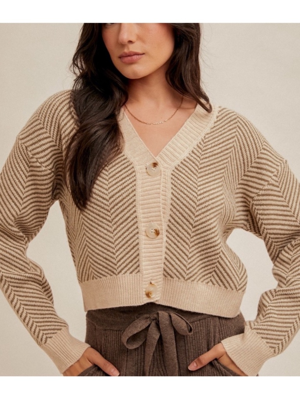 Hem & Thread knit Chevron Cardigan
